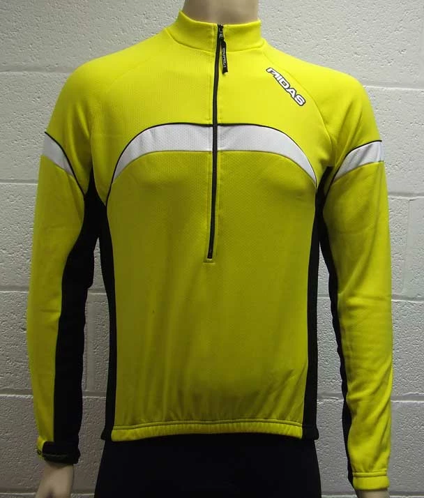 Buy 😉 MIDAS Long Sleeve Winter Cycling Jersey Top - Yellow - Small Clothing 🛒 1 MIDAS Long Sleeve Winter Cycling Jersey Top - Yellow - Small Clothing
