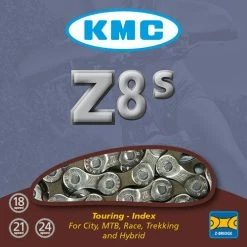 KMC Z8S - 8 Speed Road Bike Chain 1/2" X 3/32" - Silver / Grey